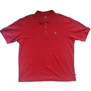 Tommy Bahama Red Polo Shirt XL Supima Cotton Short Sleeve Mens Casual Wear